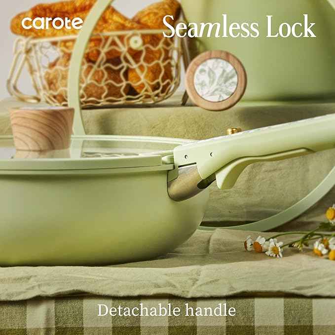 CAROTE 25-Piece Ceramic Cookware Set, Nonstick Pots and Pans Set with Detachable Handle, Non-Toxic Kitchen Cooking Set, Dishwasher & Oven Safe, Induction Compatible, PFAS Free, Mothers Day Gifts