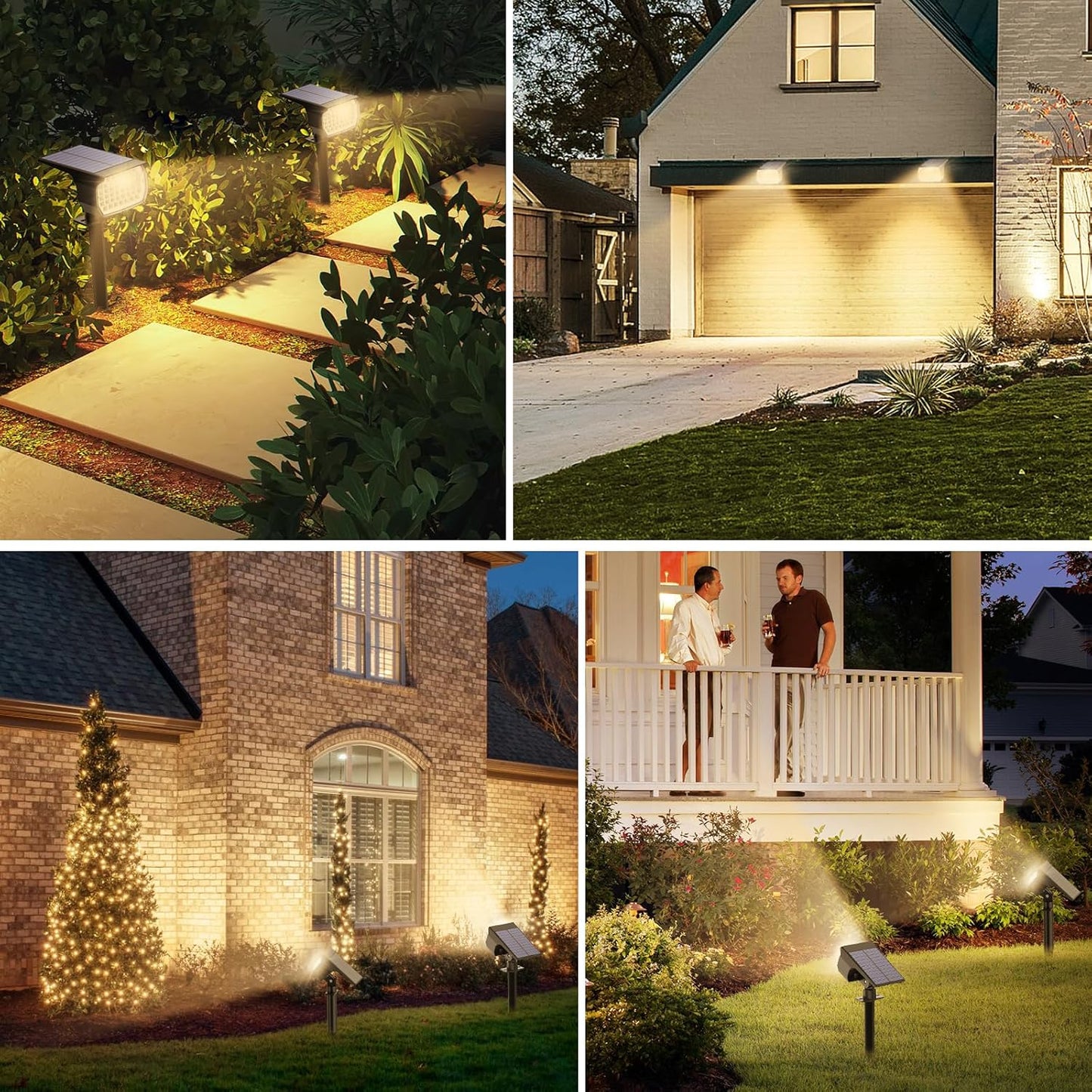 Solar Spot Lights Outdoor 6 Pack, [46 LED/3 Modes] Solar Landscape Spotlights Waterproof, 2-in-1 Auto On/Off Solar Powered Lights for Outside Yard Garden Wall Pathway(Warm White)