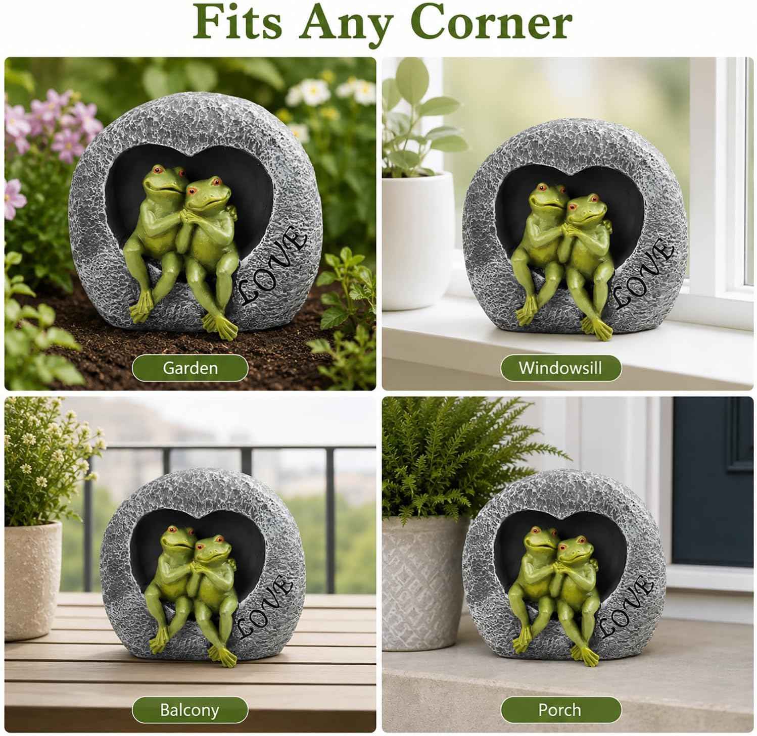 MeritMode Frog Garden Decor Outdoor Statue, Funny Resin Frog Figurine for Patio Porch Yard, Cute Garden Sculpture for Lawn Decor, Gardening Gift for Women Mom Frog Lovers