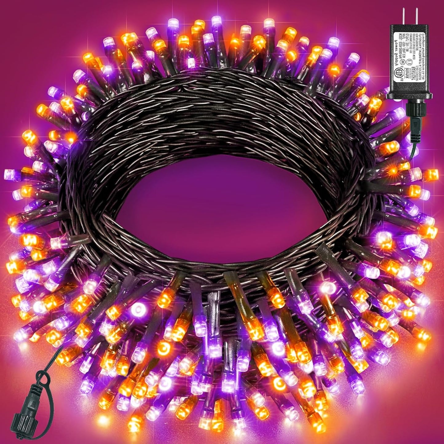 80FT 240 LED Halloween Lights Outdoor, Purple Orange String Lights for Outside with Waterproof 8 Modes, Green Wire Twinkle Tree Light for Indoor Bedroom Patio Garden Party Holiday Decorations