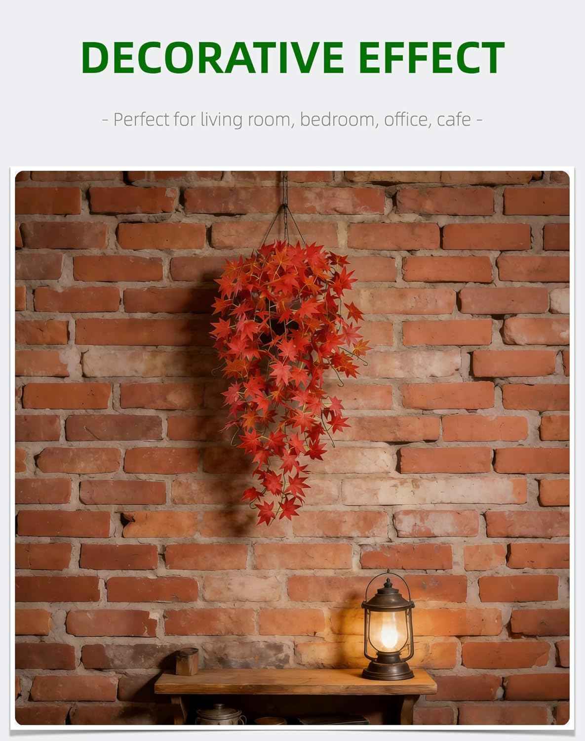 2 Pack Artificial Maple Leaf Hanging Plant (3.3ft) - Fake Fall Vine Greenery for Wall Decor, Indoor/Outdoor, Wedding & Party Decoration - No Basket (Dark Red)