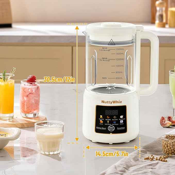 8-in-1 Nut Milk Maker, 12 Stainless Steel Blades 50oz - No Soak, Self-Clean, Delay Start & Keep Warm, for Almond/Soy/Oat Milk, Smoothies, Shakes - Plant-Based Dairy Free for Family & Party