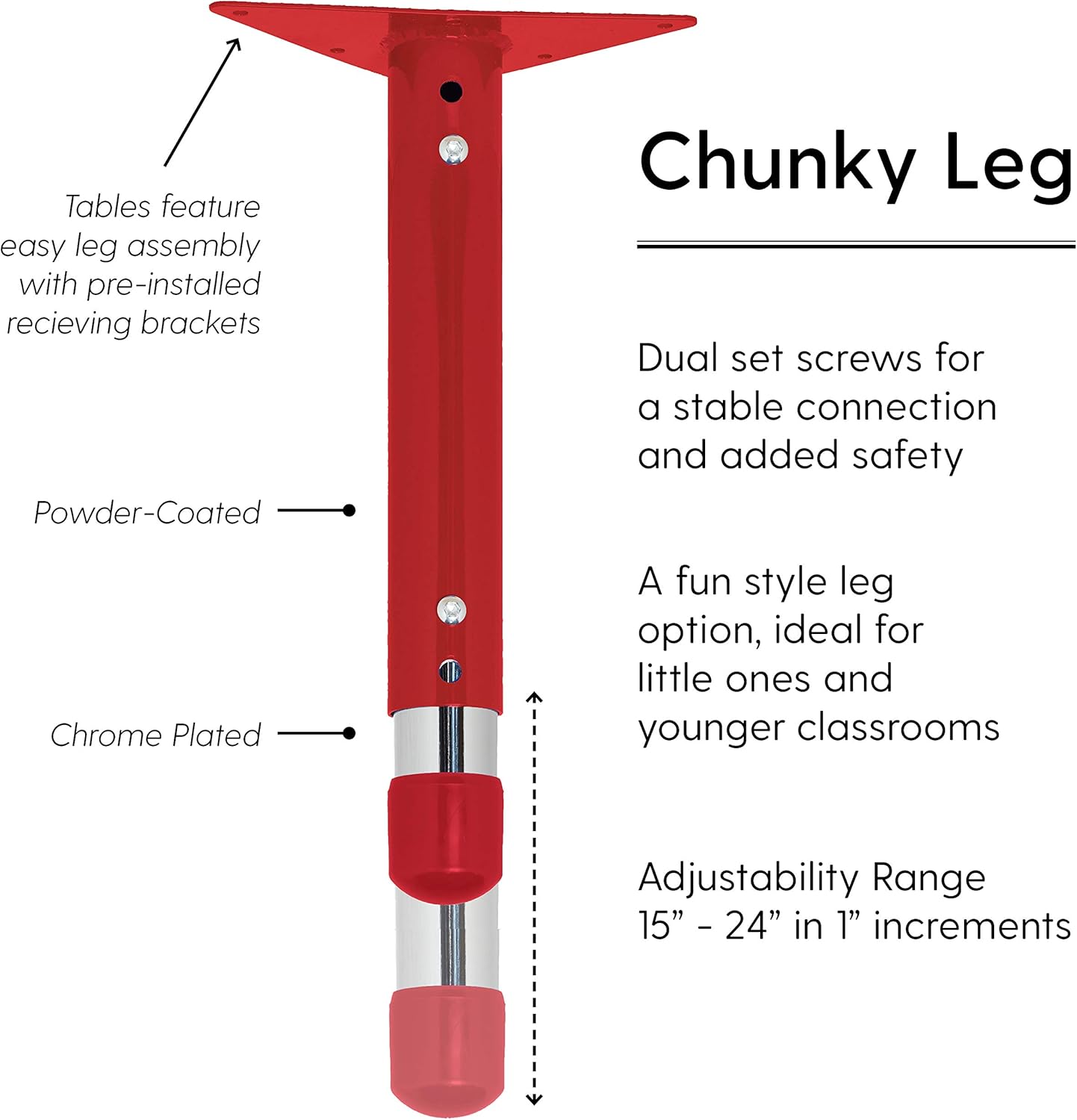 Factory Direct Partners FDP Rectangle Activity School and Classroom Kids Table (30 x 60 inch), Toddler Legs, Adjustable Height 15-24 inches - Maple Top and Red Edge