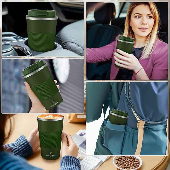 MOMSIV 17oz Travel Mug, Insulated Coffee Cup with Leakproof Lid, Vacuum Stainless Steel Double Walled Reusable Tumbler for Hot and Cold Water Coffee and Tea In Travel and Car