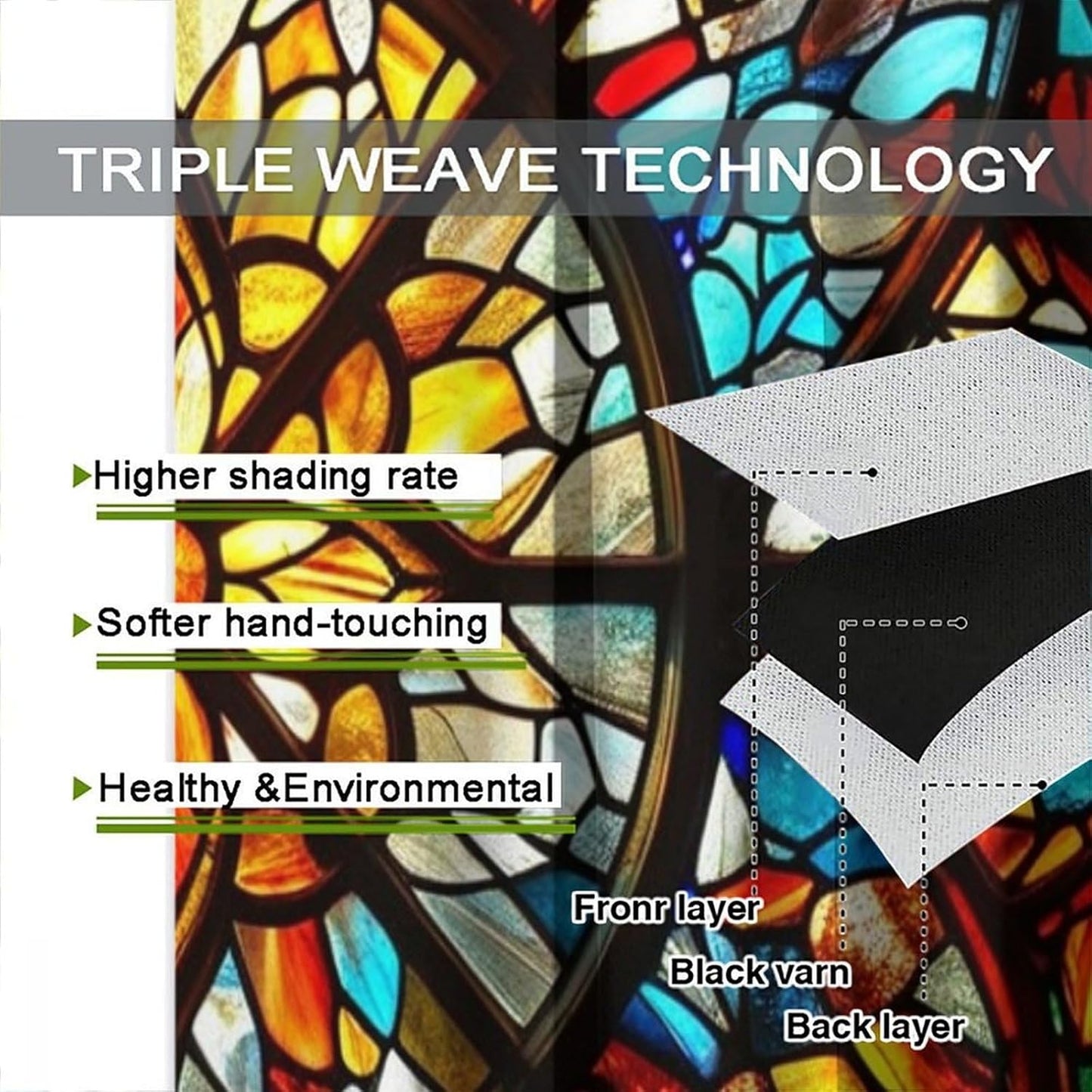 Stained Glass Curtains,Retro Mid Century Abstract Colorful Geometric Prints Home Decor Drapes for Bedroom Living Room Kitchen Window Treatment 2 Panels Set Total Size 42" W X 63" L Inch