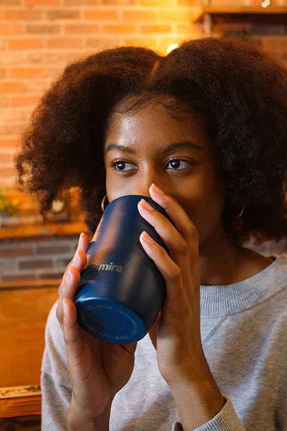 MIRA 16 oz Travel Coffee Mug - Insulated Stainless Steel Tumbler with Screw Lid - French Granite