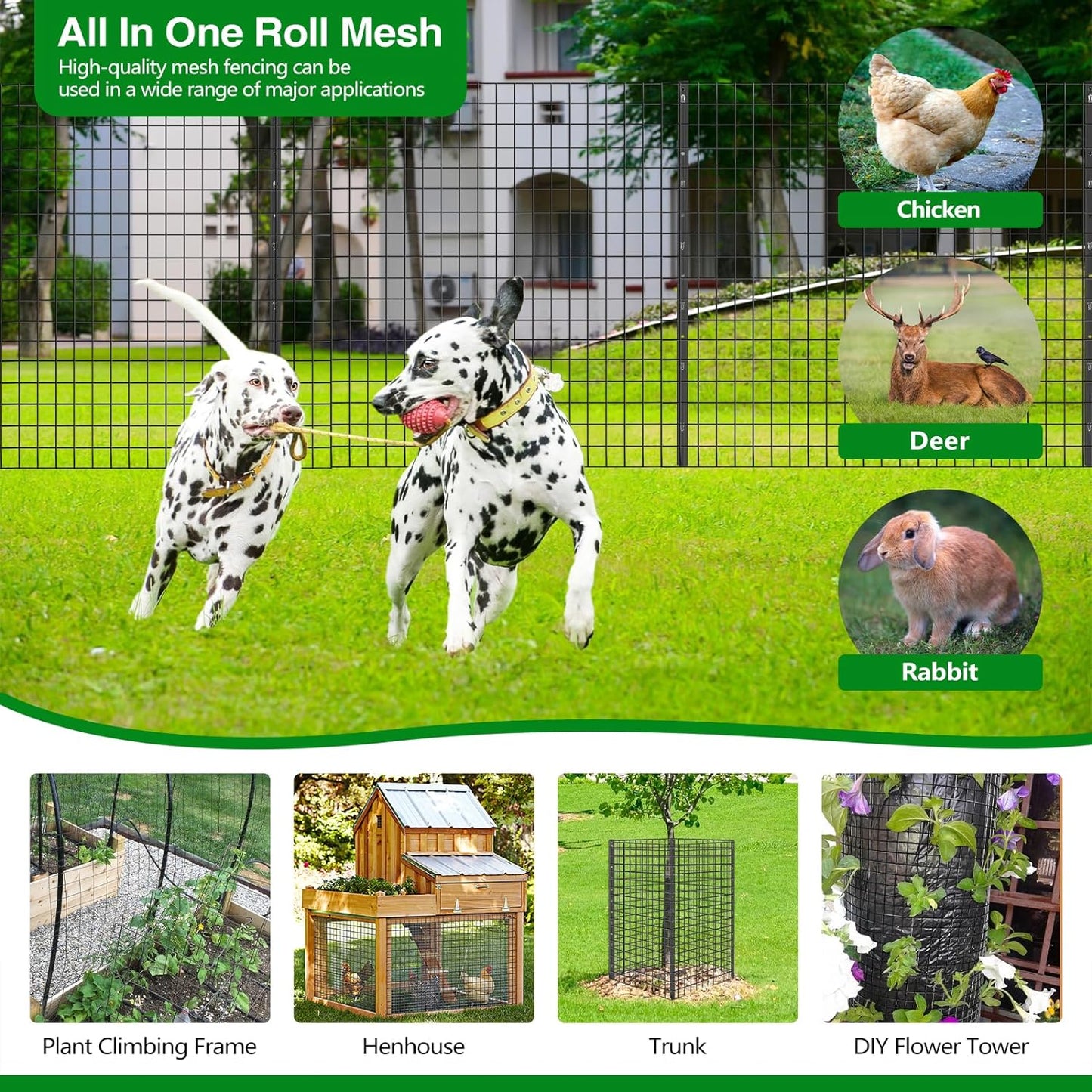 Wire Fence, 36 in(H) X 50 ft(L) PVC Coated Welded Wire Fencing 2" X 2" 16GA Garden Border Vinyl Metal Chicken Wire Fencing Mesh Roll for Yard Vegetable Plant Protection Poultry Netting Black