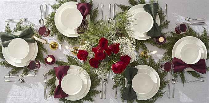 Lenox Dinnerware Sets, Studio 1414 Coupe 24-Piece Dinnerware Set, Service For 8, Bone China Material, Dishwasher Safe, Microwave Safe, Bowls, Plates And Bowls, Dinner Dishes, Plates (White, 24 Piece)