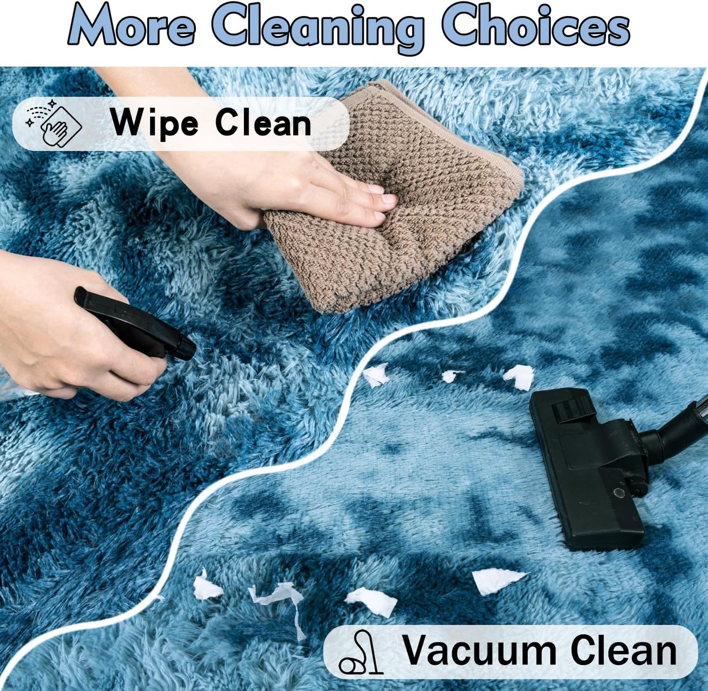 Rezutan Rugs for Living Room, Area Rug 6x9 Fluffy Carpet, Soft Shaggy Modern Floor Rug for Kids Boys Girls Bedroom, Plush Fuzzy Dorm Rug,(Peacock Blue,6ft x 9ft)