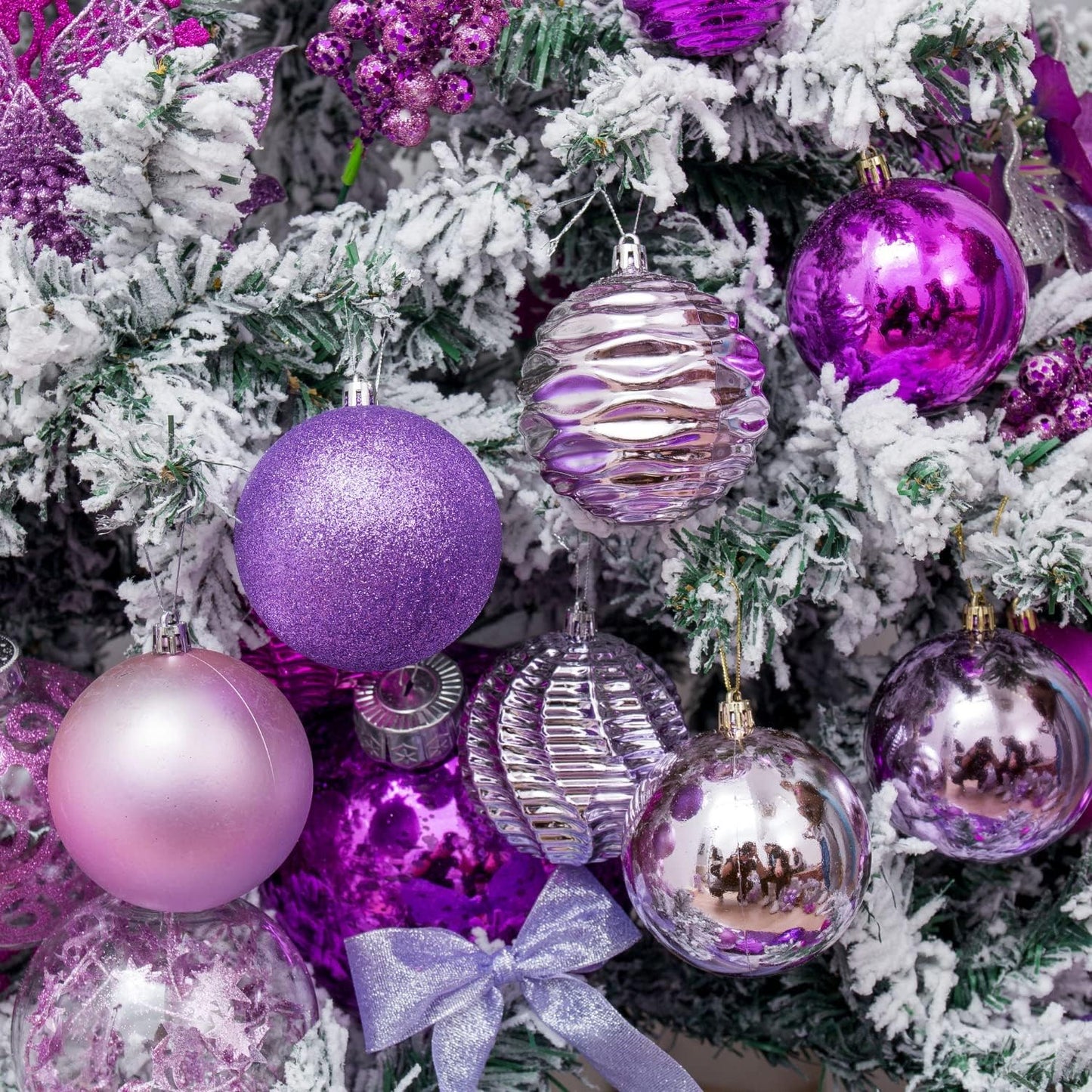 XmasExp 16ct Christmas Balls Ornaments - Shatterproof Large Hanging Ball Decorative Xmas Balls for Halloween Decorations Holiday Wedding Party Xmas Tree Decoration(3.15"/80mm, Light Purple)