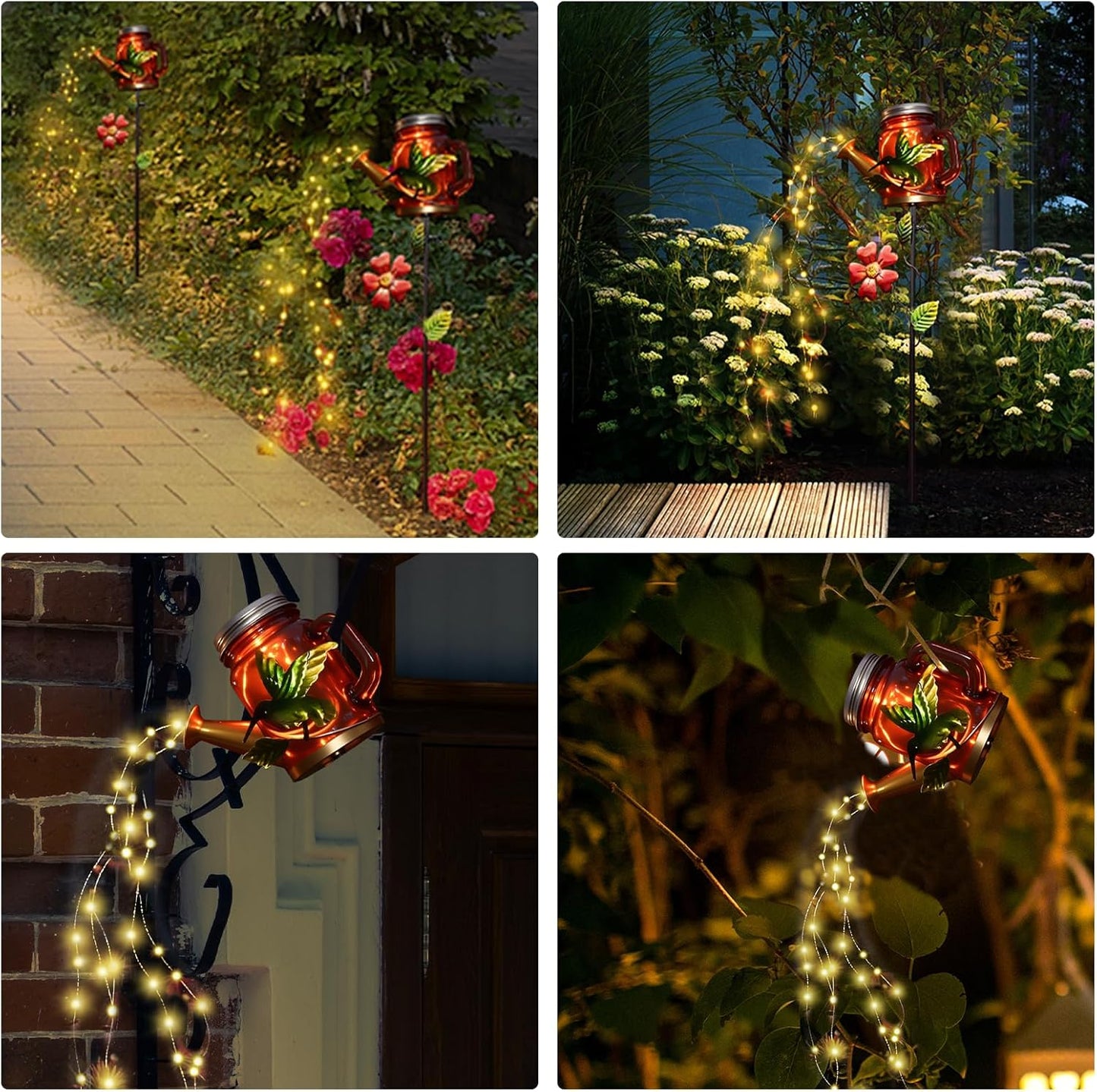 Solar Watering Can Light, Yard Outdoor Decor Lights, IP65 Waterproof, Hanging Hummingbird Garden Light, Outside Garden Flower Bed Decor, Women Gift, Birthday Gifts