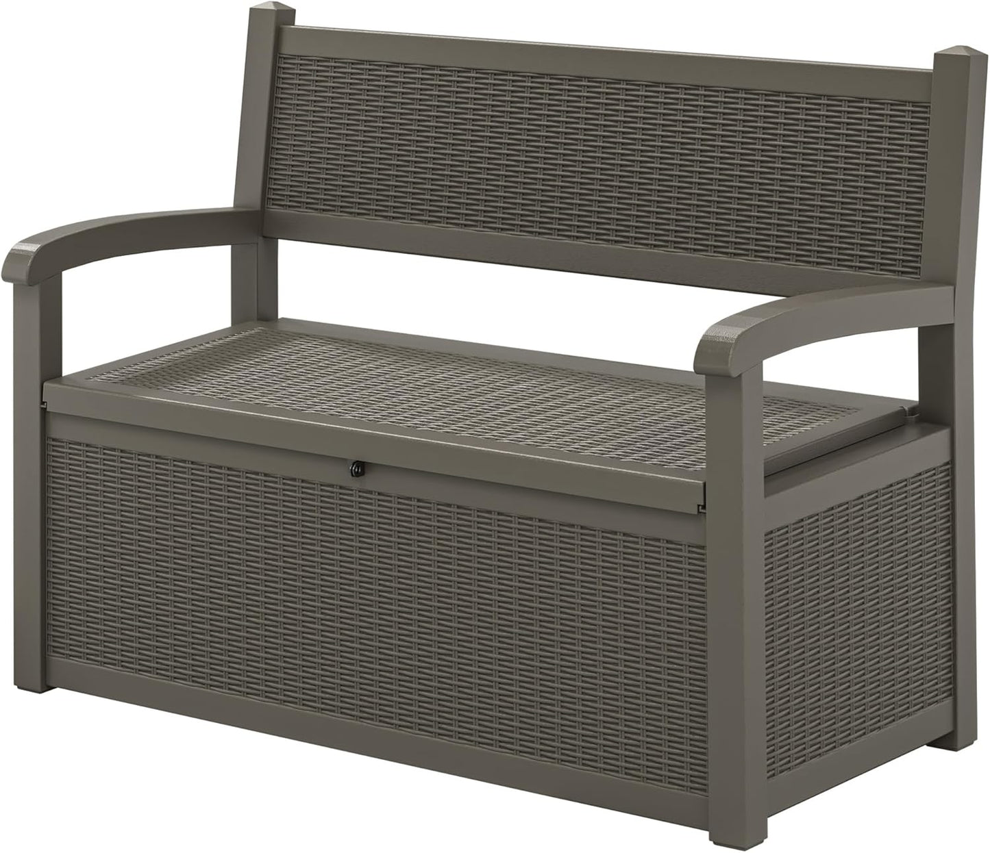 70 Gallon Storage Bench Deck Box for Patio Furniture with Armrest Bench Outdoor Storage