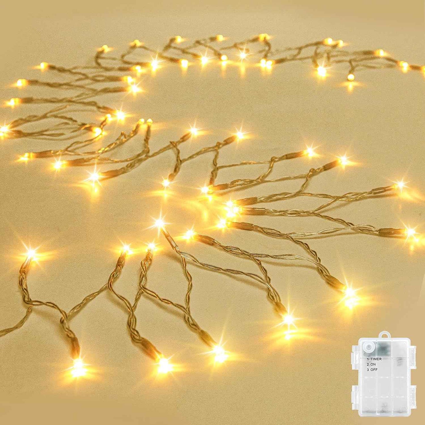 cshare String Lights Outdoor Waterproof 9.8ft 30 LED, Warm White Fairy Lights Battery Operated with Timer Clear Wire for Indoor & Outdoor Decorations Garland Party Garden