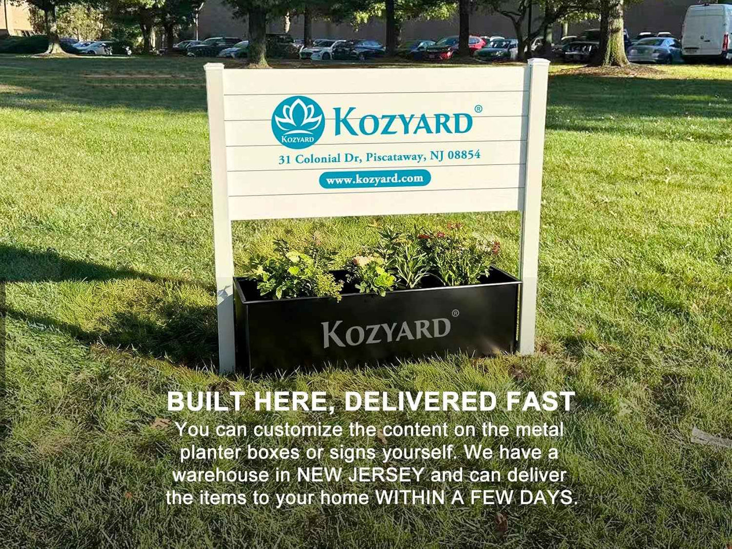 Kozyard Customizable 20'' Cube Metal Planter Box – Personalized Steel Flower Pot for Patio, Garden, Yard, or Indoor Décor