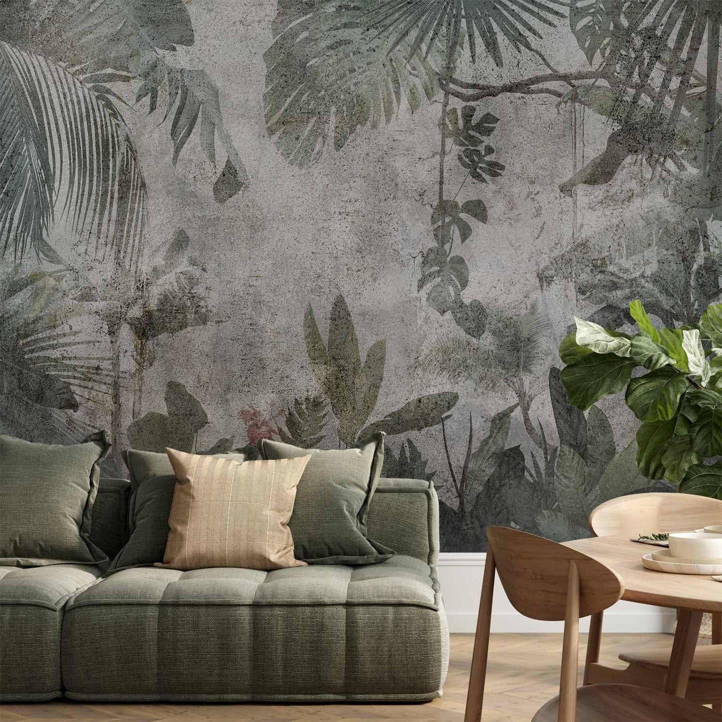 artgeist Wall Mural Tropical Leaves 173x124 in - Peel and Stick Self-Adhesive Wallpaper Removable Large Sticker Foil Wall Decor Print Picture Image Design Jungle Nature Monstera b-C-0821-a-a