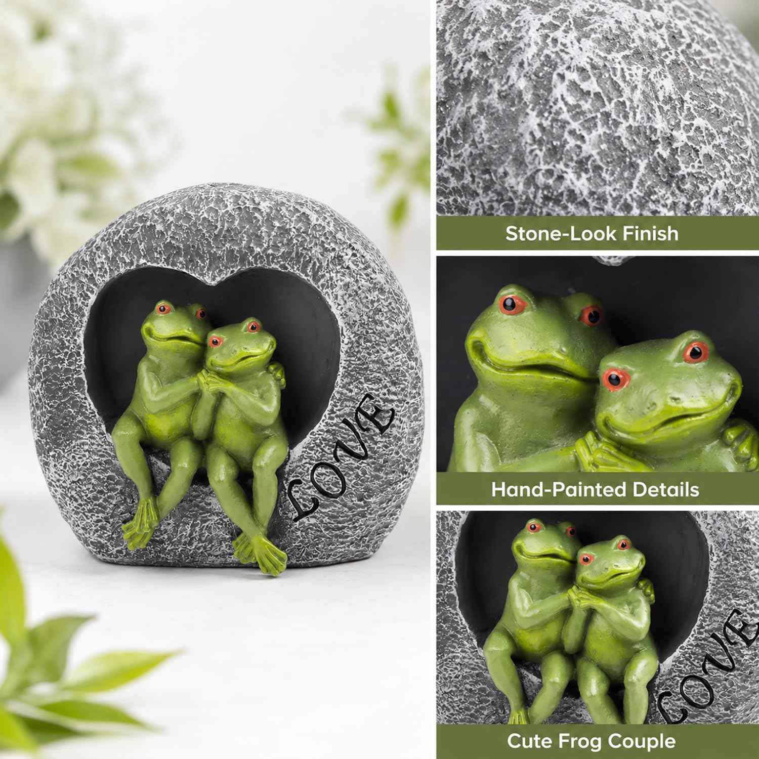 MeritMode Frog Garden Decor Outdoor Statue, Funny Resin Frog Figurine for Patio Porch Yard, Cute Garden Sculpture for Lawn Decor, Gardening Gift for Women Mom Frog Lovers