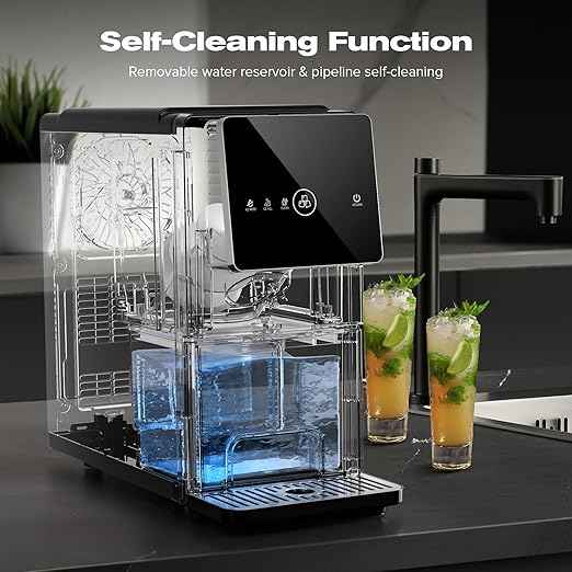Kismile Countertop Nugget Ice Maker, 33LBS/24H, Soft Chewable Ice, One-Click, One-Touch Automatic Ice Dispensing, Self-Cleaning, 1.8L Removable Water Tank, Ideal for Home/Kitchen/Bar/Office, Black