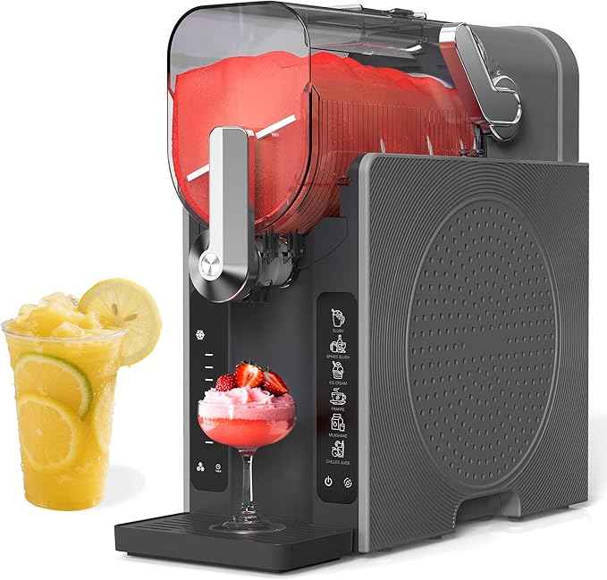 Slushie Machine, Slushy for Home No Ice Need, Soft Serve Ice Cream Maker & Margarita Machine, Auto-Cleaning, 6 Presets for Milkshakes, Frappés, Frozen Drink and More. (black)