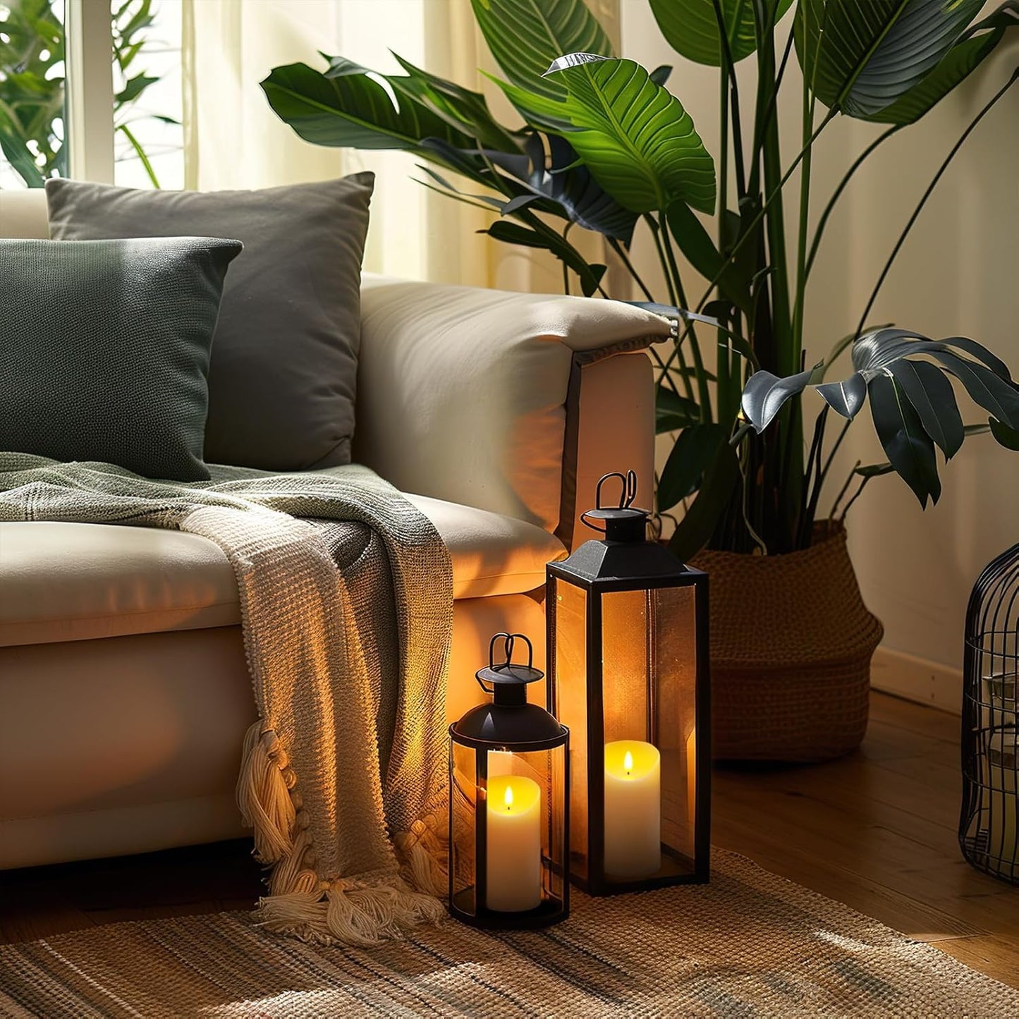 5plots 6" x 3" Flickering Flameless Candles - Battery Operated Wax LED Candles - Amber Yellow Light with Remote and Timers Set of 2, Ivory, for Home Decor, Candle Sconces