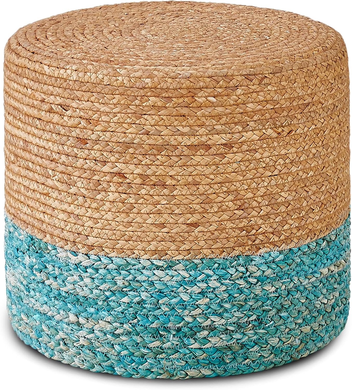 Cplxroc Ottoman Poof, Natural Seagrass Poufs, Hand Weave Round Footstool, Pouffe Accent Chair, Home Decorative Seat, Boho Deco Floor Chair for Living Room, Bedroom (18inch 68LK)