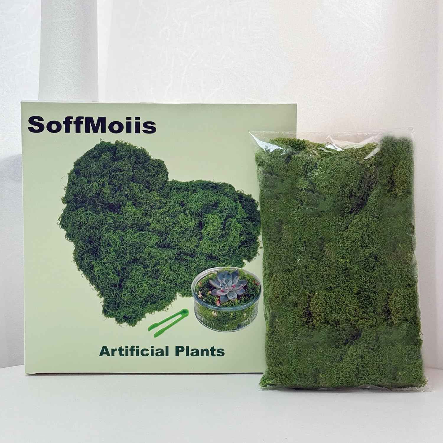 5.3oz Dark Green Artificial Moss - Faux Moss for Potted Plants, Fake Moss for Crafts, DIY Models, Fairy Gardens, Table Centerpieces & Wedding Floral Decor