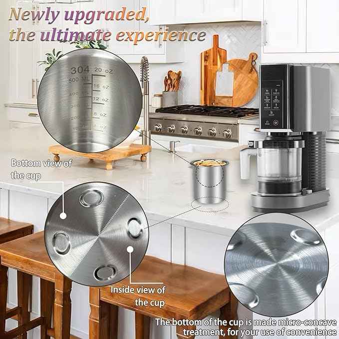 Stainless Steels Fit for Ninja Creami Containers- 4 Pack, 16oz Cups, Compatible with Ninja NC301, NC300, NC299AMZ, Fit for Ninja Creami Stainless Steel Pint, Silicone Lids, NC301 Creami Containers