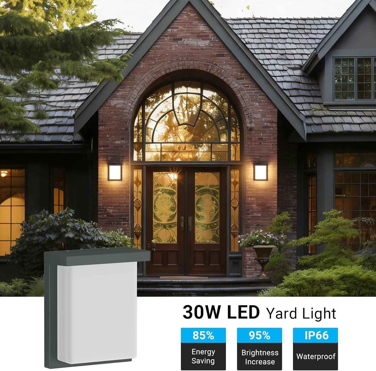 Tipace 2 Pack Modern Outdoor Led Wall Light,30W 3000K 1200Lumen Porch & Patio Hardwired Outside Wall Mount Wall Sconces,Exterior IP65 Waterproof Aluminum Wall Lamp for Front Door Garage Garden