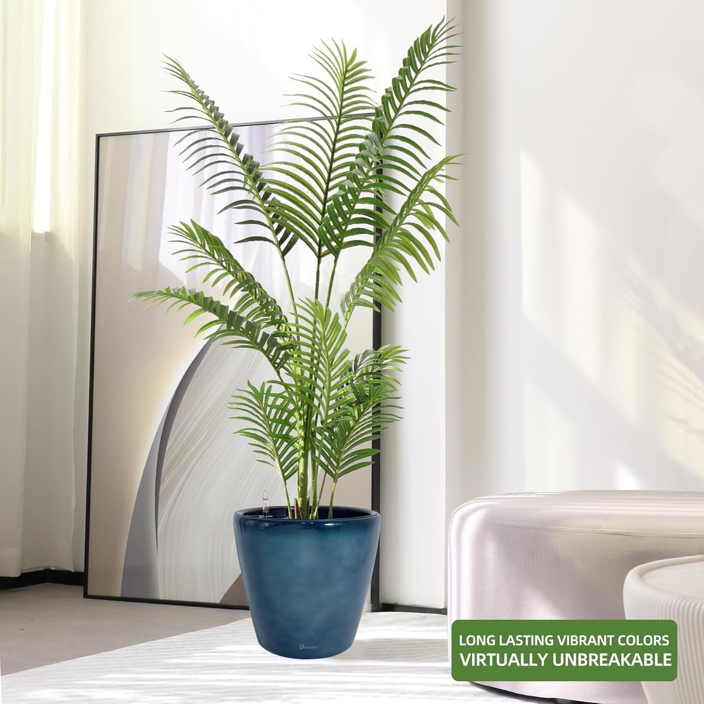 Dexceder 18x17 Self Watering Planter with Wheels Indoor Outdoor, Inner Pot Design, Thickened Large Floor Standing Flower Plant Pot with Water Level Indicator (Grayish Green Gradient)