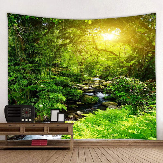 Llamazing Forest Tapestry - Home Decor Landscape for Living Room & Bedroom (Forest Creek, 60''L51''W)