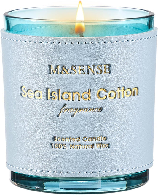 M&SENSE Green Floral Musky Scented Candles,Vegan Soy Wax,10oz 42-Hour Long Lasting Burning Time,Heavy Scented Candles for Relaxing Bathtub Sleep, Housewarming Gifts for Women & Men