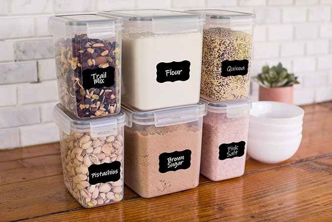 Simply Gourmet Airtight Food Storage Containers with Lids – 6 Piece Assorted Size Kitchen Pantry Organization Set, BPA-Free Clear Plastic, Stackable Containers for Cereal, Flour, Sugar, Rice, Snacks