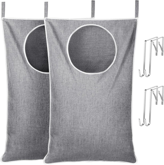 Lifewit 2 Pack Over Door Laundry Hamper, Large Collapsible Hanging Laundry Hamper, Hanging Laundry Basket Bag for Bathroom Bedroom Dirty Clothes Storage Organizer, Light Gray
