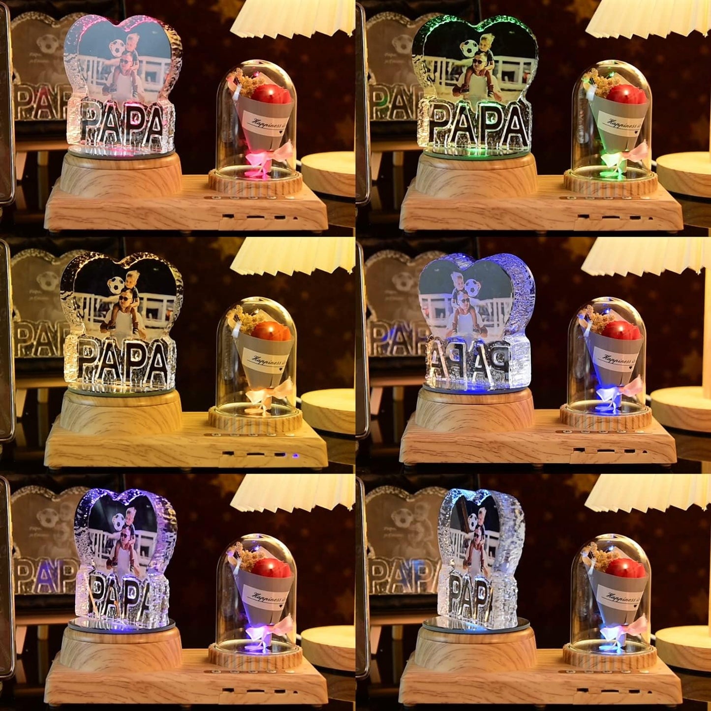 Personalize Your Photo Crystal Gifts Custom Cube Crystal Photo Night Light with Music Bluetooth Rose Speaker for Girlfriend Best Friend Classmate Wife Night Light