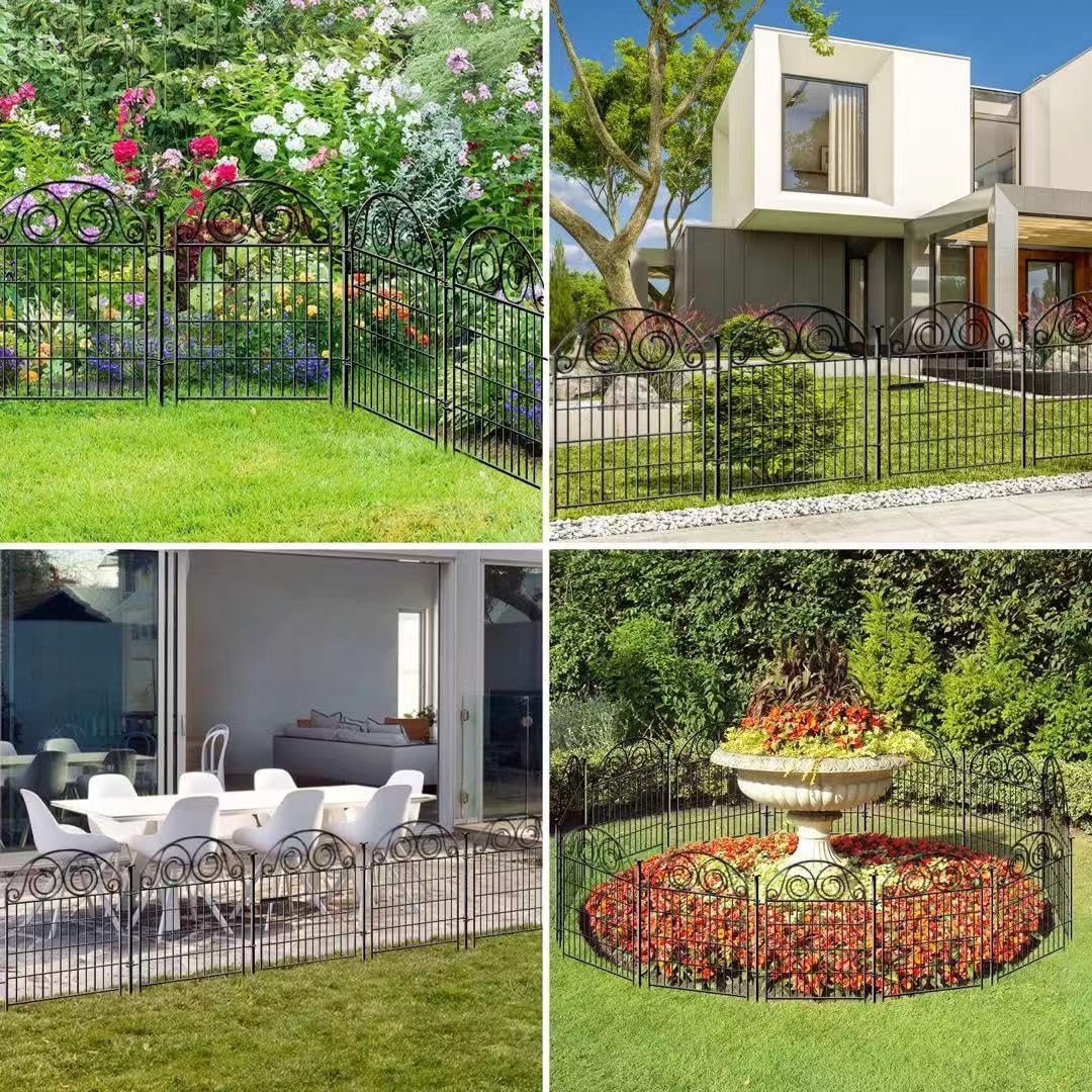 Tall Garden Fence with Gate, 40 Inch(H) 20 Panels Total Length 43.7 Ft, Dog Fencing Outdoor for Yard, Dog Digging Fence Barrier, Decorative Fence for Garden│Patented