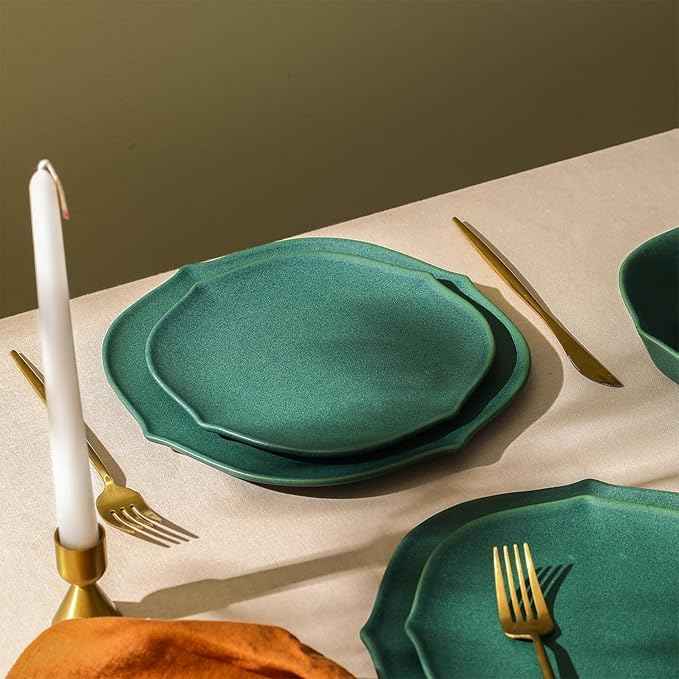 Stone Lain Baskerville 24-Piece Dinnerware Set Stoneware, Green
