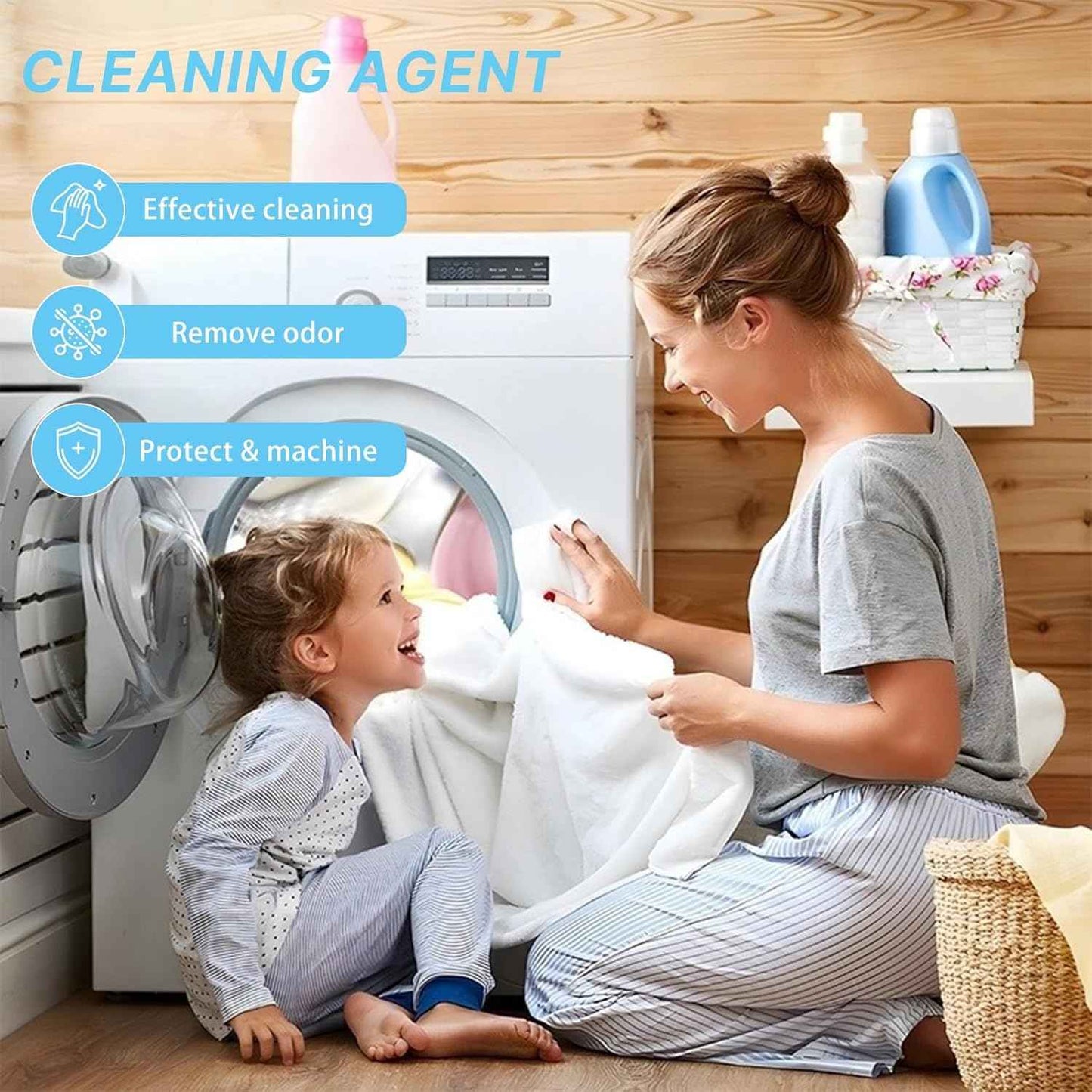 Washing Machine Cleaner Descaler 24 Pack, washing machine cleaning tablets deep Cleaning for HE Front Loader & Top Load Washer, Septic Safe Deodorizer,Clean Drum and Tub Seal,12 Month Supply