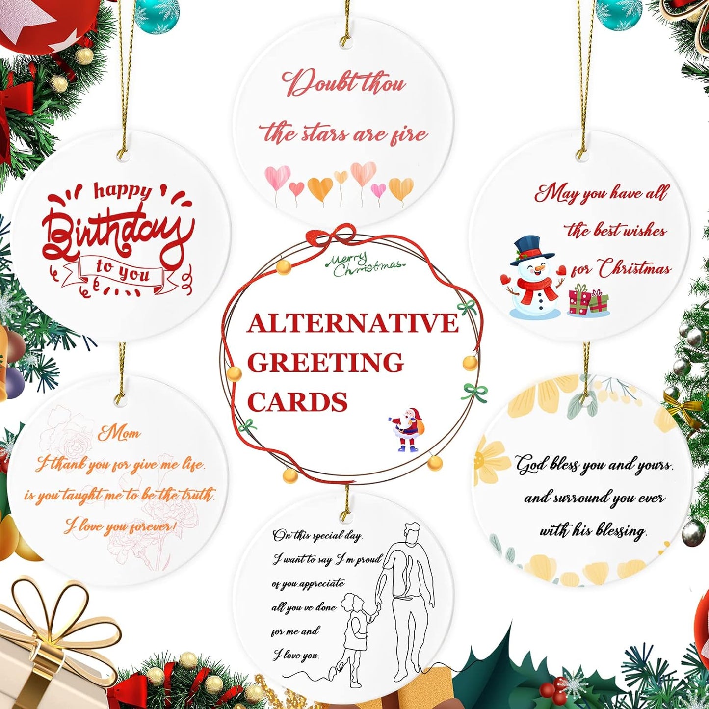 Sublimation Ceramic Ornaments - Bulk Ceramic Discs for Heat Press Printing - White Round Porcelain Personalized Xmas Tree Keepsake Crafts Gift - 48pc