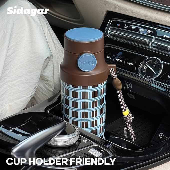 18 oz Insulated Water Bottle, Stainless Steel Travel Mug with Lid, Double Wall Vacuum Sports Water Bottle, BPA Free, Leak-Proof, Fits in Car Cup Holder, Great for Men Kid School, Blue