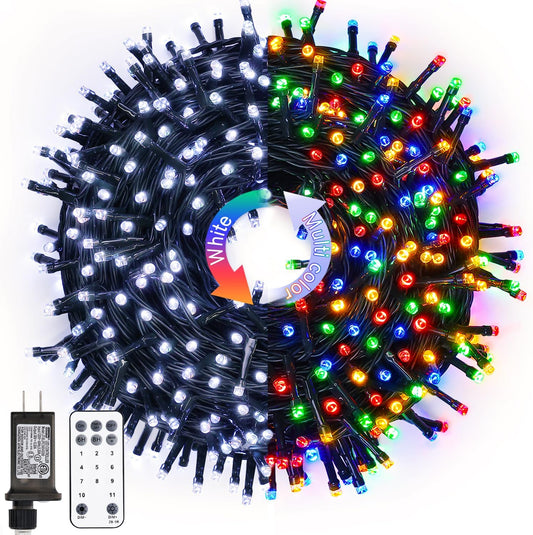 JMEXSUSS Color Changing Christmas Lights, 66ft 200 LED White & Multicolor String Lights Outdoor Waterproof with Timer Remote, Connectable Christmas Tree Lights Plug in for Indoor Xmas Decor