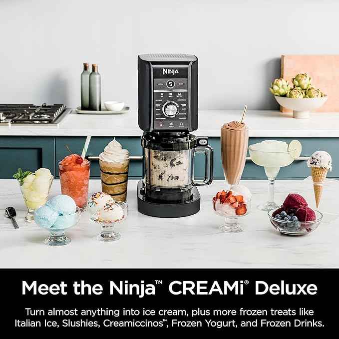 Ninja (Refurbished) NC501 CREAMi Deluxe 11-in-1 Ice Cream & Frozen Treat Maker with 2 XL Family Size Pint Containers, Black (Renewed)