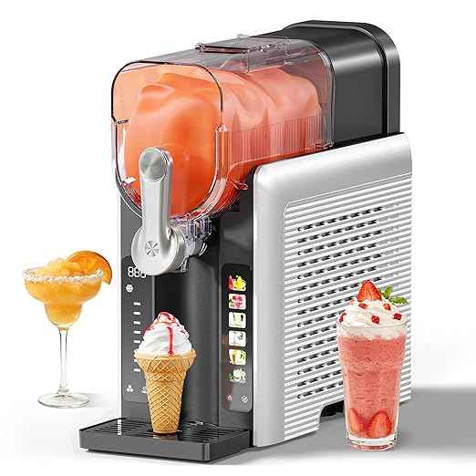 Slushie Machine for Home, No Ice Needed Frozen Drink Maker with Auto-Clean, LED Display, Perfect for Margaritas, Frappés, Milkshakes and More, Family Gatherings & Home Bar, White, 1 Pack+6 Modes