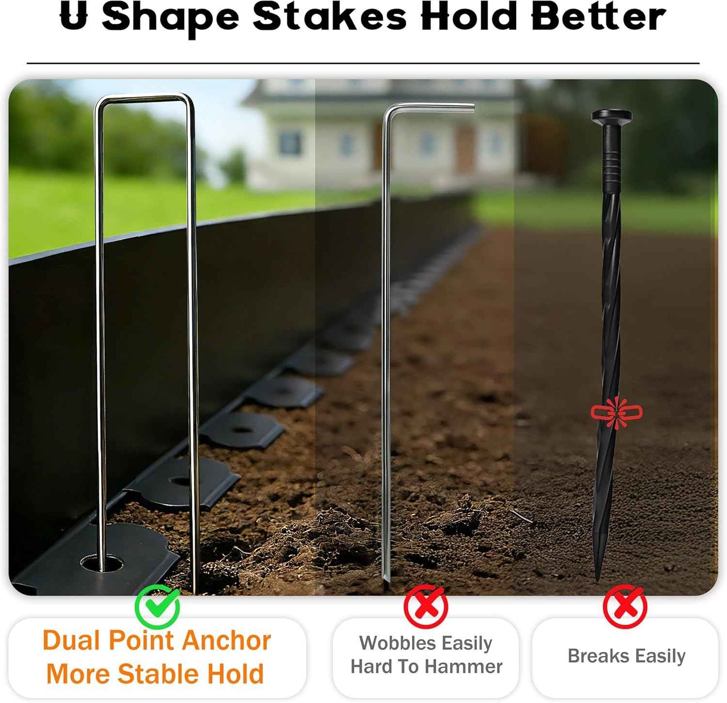 Landscape Edging 4 Inch Tall No Dig Garden Edging Border 33FT with 30 Metal Stakes,Lawn Edging for Yard, Flower Bed and Landscaping (Black, 33FT)