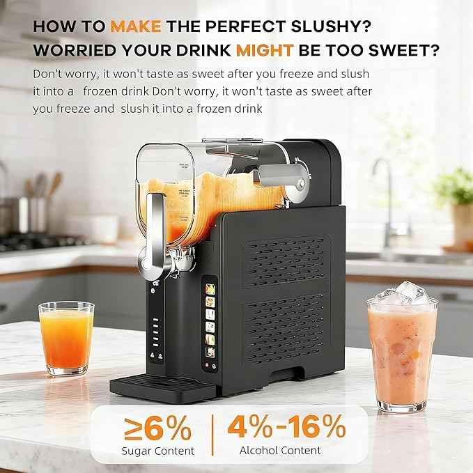 Garvee Slushie Machine for Home No Ice Needed, Frozen Drink Maker with LED Display & 6 Pre-Set Programs, Self-Cleaning Function 88 oz Large Capacity for Frozen Margaritas,Frappés,Ice Cream,