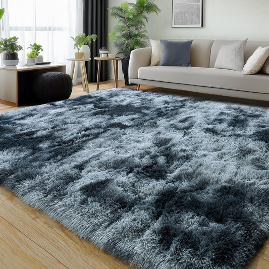 Rezutan Rugs for Living Room, Area Rug 6x9 Fluffy Rug Carpet, Soft Shaggy Modern Floor for Kids Boys Girls Bedroom, Plush Fuzzy Dorm Rug,Blue Gray