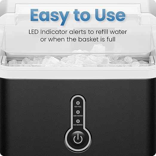 Iceman by Chefman Nugget Ice Maker Countertop, Pebble Ice Maker Machine, 26 lb in 24 Hours, Ready in 6 Minutes, Removable Ice Basket, Fun and Chewable Cubes, 1.5L Water Tank, Self-Cleaning Function