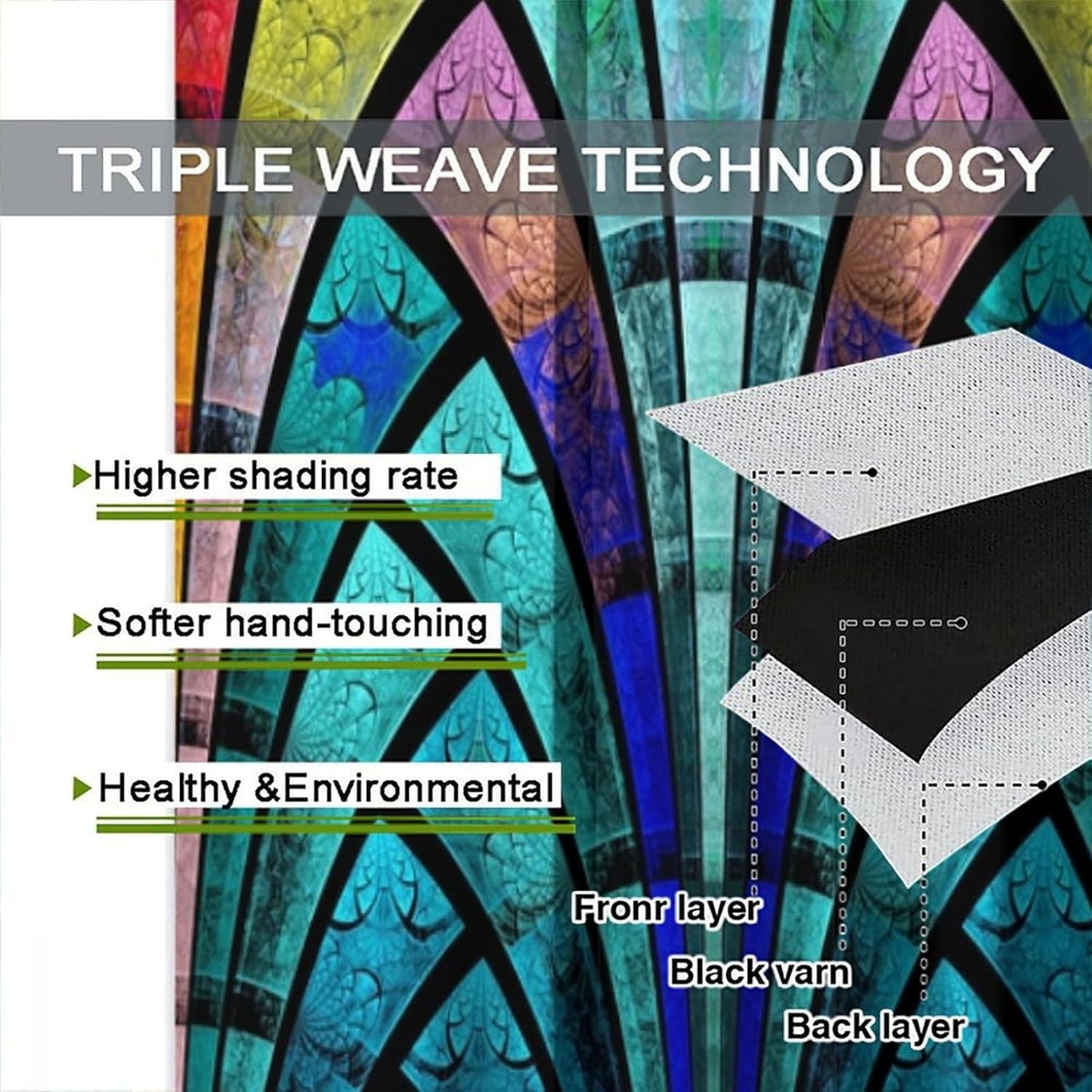 Stained Glass Curtains,Retro Design Style Colorful Abstract Art Home Decor Drapes for Bedroom Living Room Kitchen Window Treatment 2 Panels Set Total Size 84" W X 84" L Inch