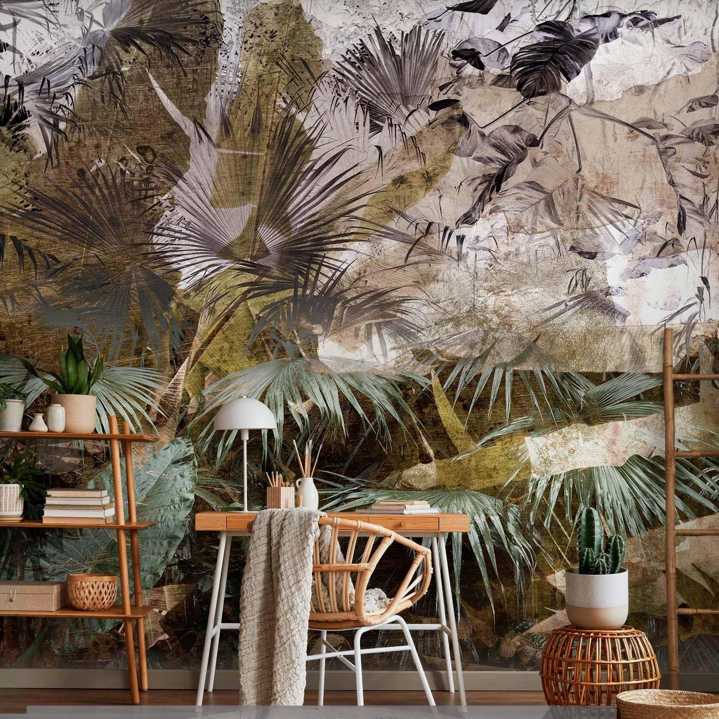 artgeist Wall Mural Tropical Leaves 154x110 in - XXL Peel and Stick Self-Adhesive Wallpaper Removable Large Sticker Foil Wall Decor Print Picture Design Jungle Nature Palm Green Leaves b-C-0789-a-a