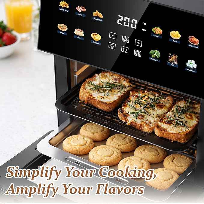 10QT Air Fryer Oven, 8-in-1 Air Fryer Toaster Oven Combo with 8 Presets, Family Size Countertop Oven with 2 Baking Racks & Gloves for Roasting, Baking, and Air Frying, Easy to Clean