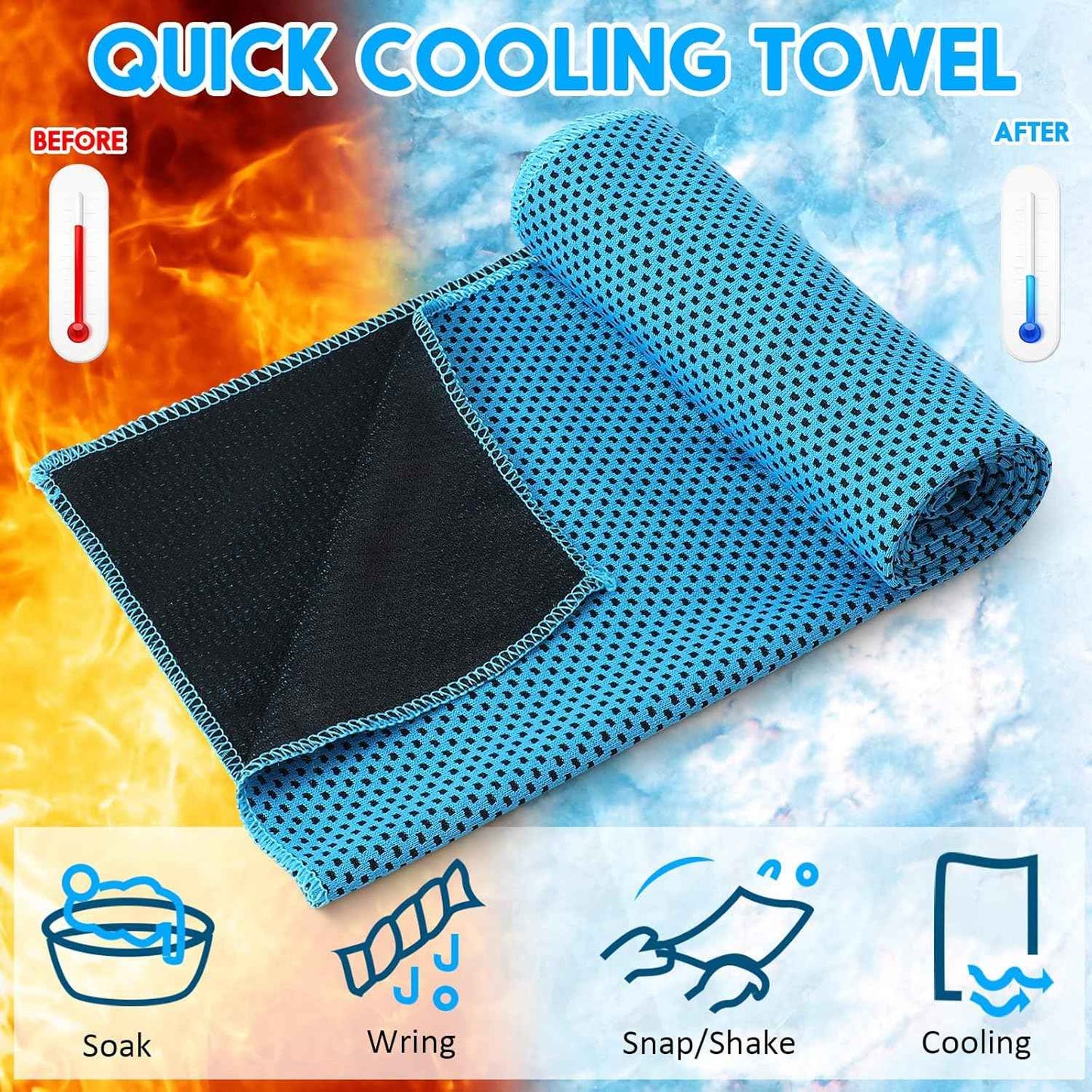 Redbaker 20 Pack Cooling Towel for Neck and Face Hot Weather 40'' x 12'' Soft Breathable Chilly Ice Towel with Bag Microfiber for Yoga Gym Men Women Workout Travel Camping(Light Blue)