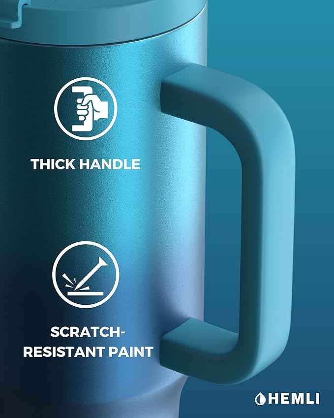 40 Oz Tumbler with Handle and Straw, Insulated Stainless Steel Tumbler with Leakproof 2-in-1 Lid, Reusable and Portable Water and Coffee Travel Mug, Vacuum Insulated